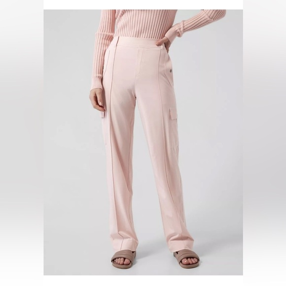Athleta Vienna Cargo Pants light pink pull on 16 XL plus size travel lightweight - Picture 1 of 15